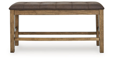 Urbinforte Light Brown Counter Height Dining Bench from Ashley Furniture - Luna Furniture