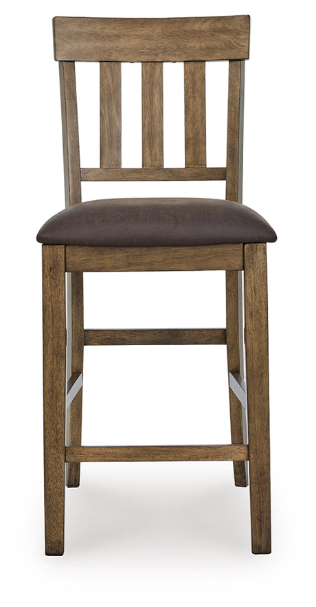 Urbinforte Light brown Counter Height Extension Dining Table and 6 Barstools from Ashley - Luna Furniture