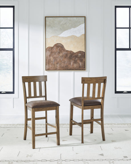 Urbinforte Light brown Counter Height Extension Dining Table and 4 Barstools from Ashley - Luna Furniture