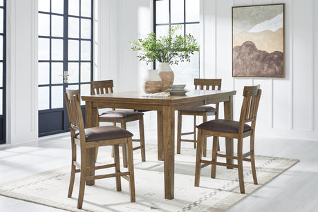 Urbinforte Light brown Counter Height Extension Dining Table and 4 Barstools from Ashley - Luna Furniture