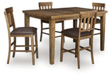Urbinforte Light brown Counter Height Extension Dining Table and 4 Barstools from Ashley - Luna Furniture