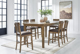 Urbinforte Light brown Counter Height Extension Dining Table and 6 Barstools from Ashley - Luna Furniture