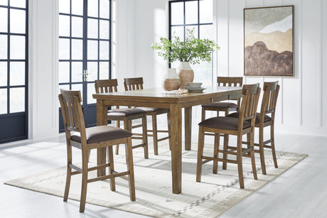 Urbinforte Light brown Counter Height Extension Dining Table and 6 Barstools from Ashley - Luna Furniture