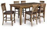 Urbinforte Light brown Counter Height Extension Dining Table and 6 Barstools from Ashley - Luna Furniture