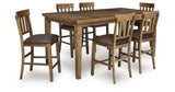 Urbinforte Light brown Counter Height Extension Dining Table and 6 Barstools from Ashley Furniture - Luna Furniture