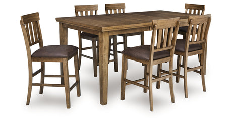 Urbinforte Light brown Counter Height Extension Dining Table and 6 Barstools from Ashley Furniture - Luna Furniture