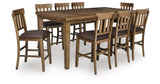 Urbinforte Light Brown Counter Height Dining Table and 8 Barstools from Ashley Furniture - Luna Furniture