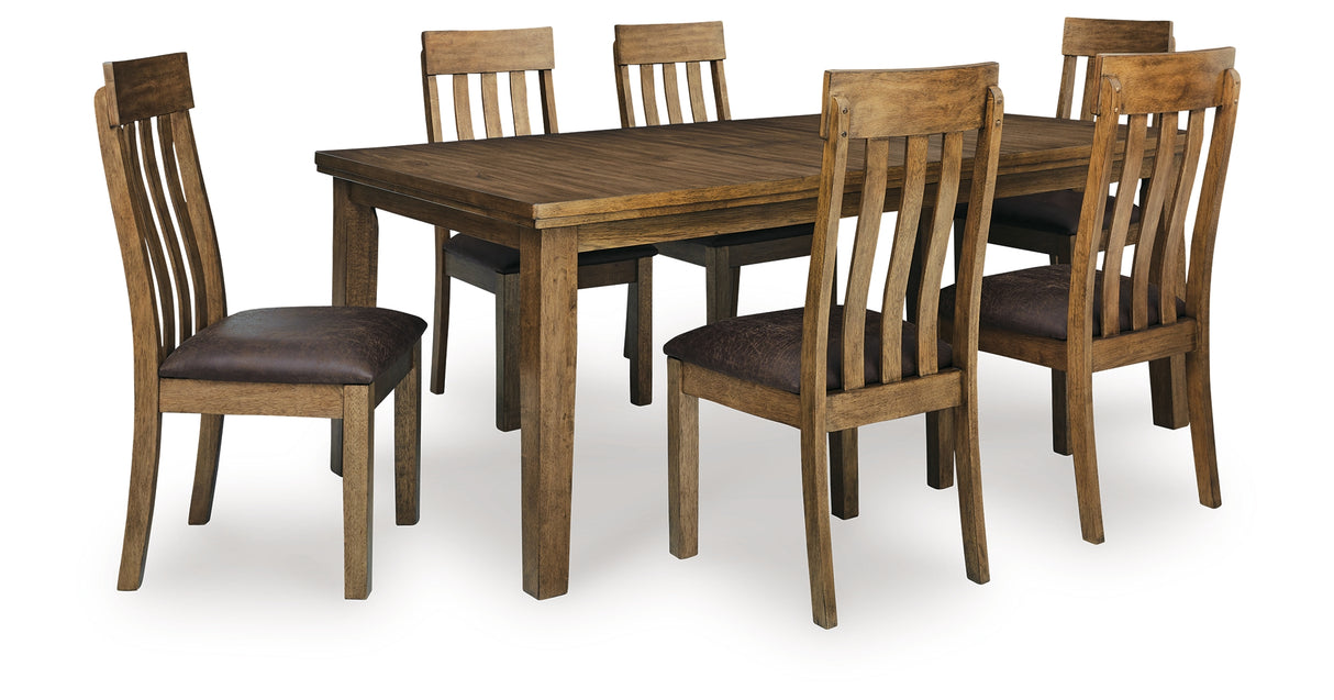 Urbinforte Light Brown Extension Dining Table and 6 Chairs from Ashley - Luna Furniture