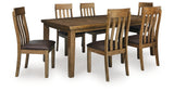 Urbinforte Light Brown Extension Dining Table and 6 Chairs from Ashley - Luna Furniture
