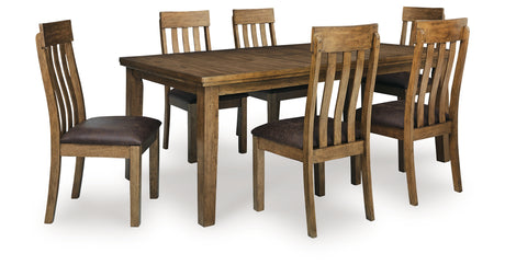 Urbinforte Light Brown Extension Dining Table and 6 Chairs from Ashley - Luna Furniture
