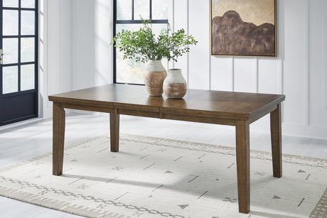 Urbinforte Light Brown Extension Dining Table, 4 Chairs and Bench from Ashley - Luna Furniture