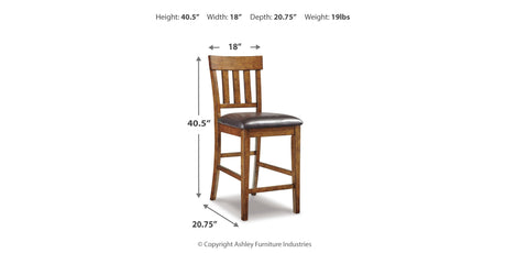 Ralene Medium Brown Counter Height Barstool, Set of 2 from Ashley - Luna Furniture