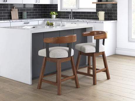 Ralene Medium Brown Counter Height Barstool, Set of 2 from Ashley - Luna Furniture