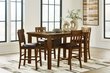 Ralene Medium Brown Counter Height Dining Table and 4 Barstools from Ashley - Luna Furniture
