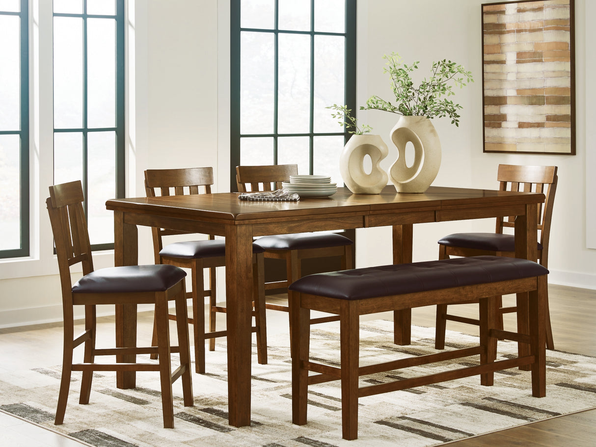 Ralene Medium Brown Counter Height Dining Table and 4 Barstools and Bench from Ashley Furniture - Luna Furniture
