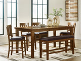 Ralene Medium Brown Counter Height Dining Table and 4 Barstools and Bench from Ashley Furniture - Luna Furniture