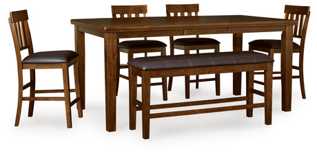 Ralene Medium Brown Counter Height Dining Table and 4 Barstools and Bench from Ashley - Luna Furniture