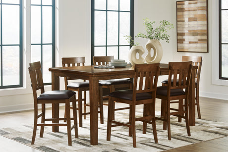Ralene Medium Brown Counter Hight Dining Table and 6 Barstools from Ashley - Luna Furniture