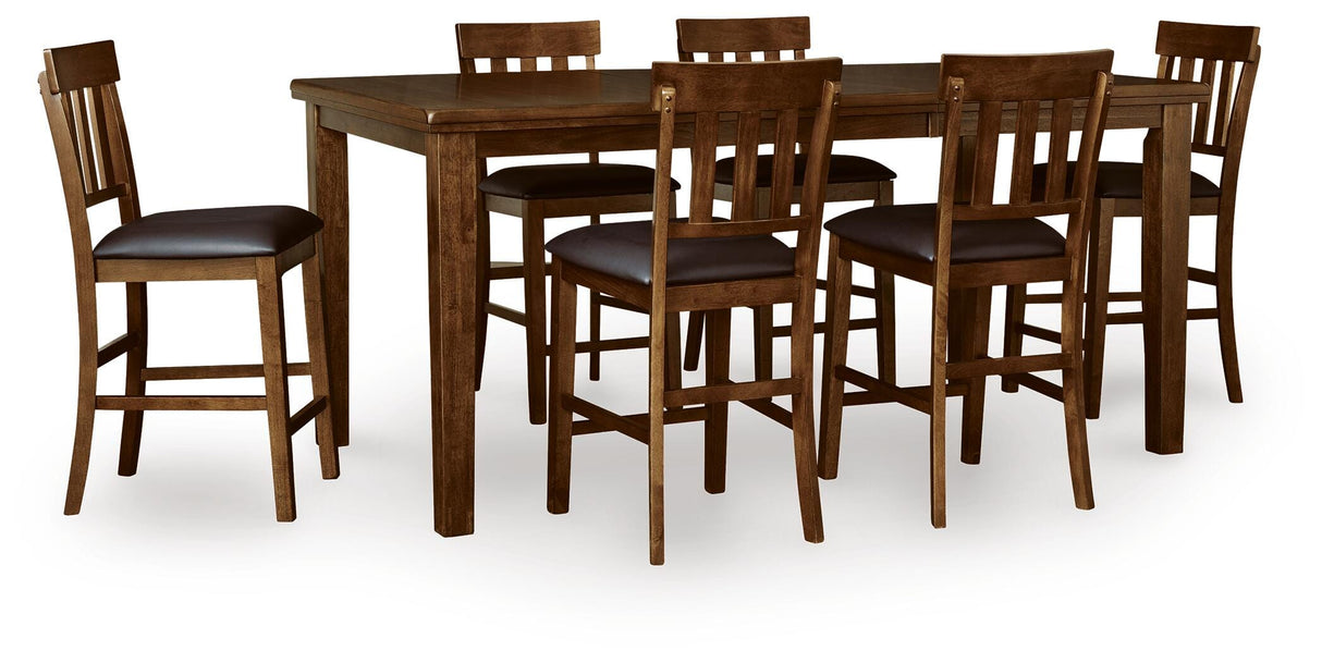 Ralene Medium Brown Counter Hight Dining Table and 6 Barstools from Ashley - Luna Furniture