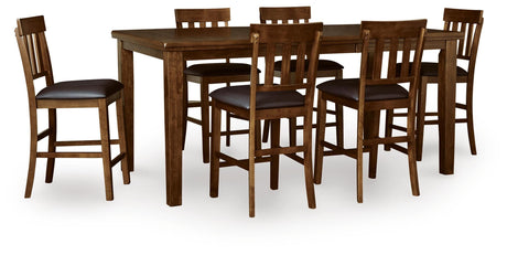 Ralene Medium Brown Counter Hight Dining Table and 6 Barstools from Ashley - Luna Furniture