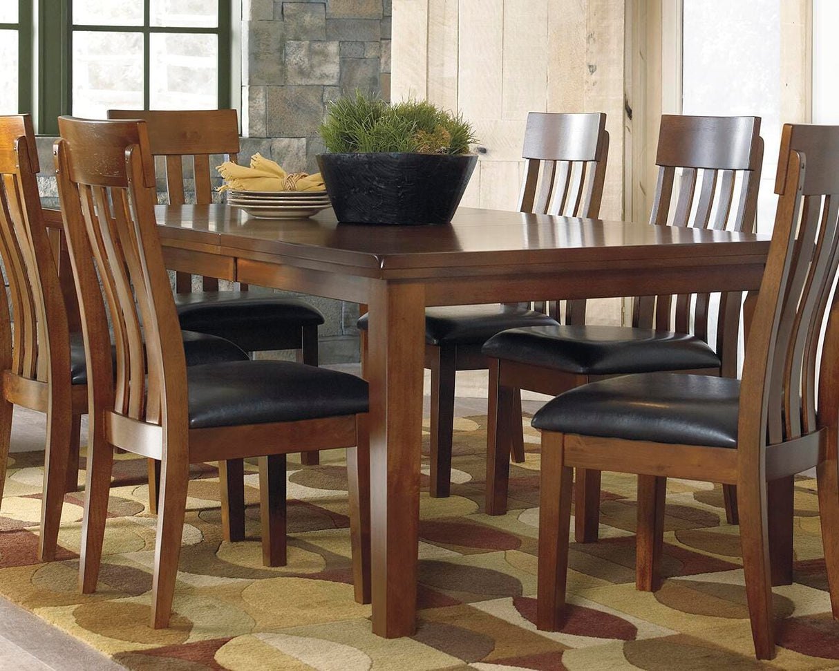 Ralene Medium Brown Dining Table and 6 Chairs and Bench from Ashley Furniture - Luna Furniture