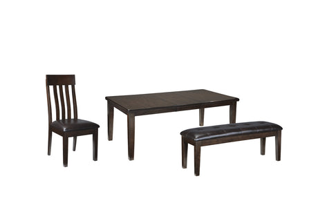 Haddigan Dark Brown Dining Table with 4 Chairs and Bench from Ashley Furniture - Luna Furniture