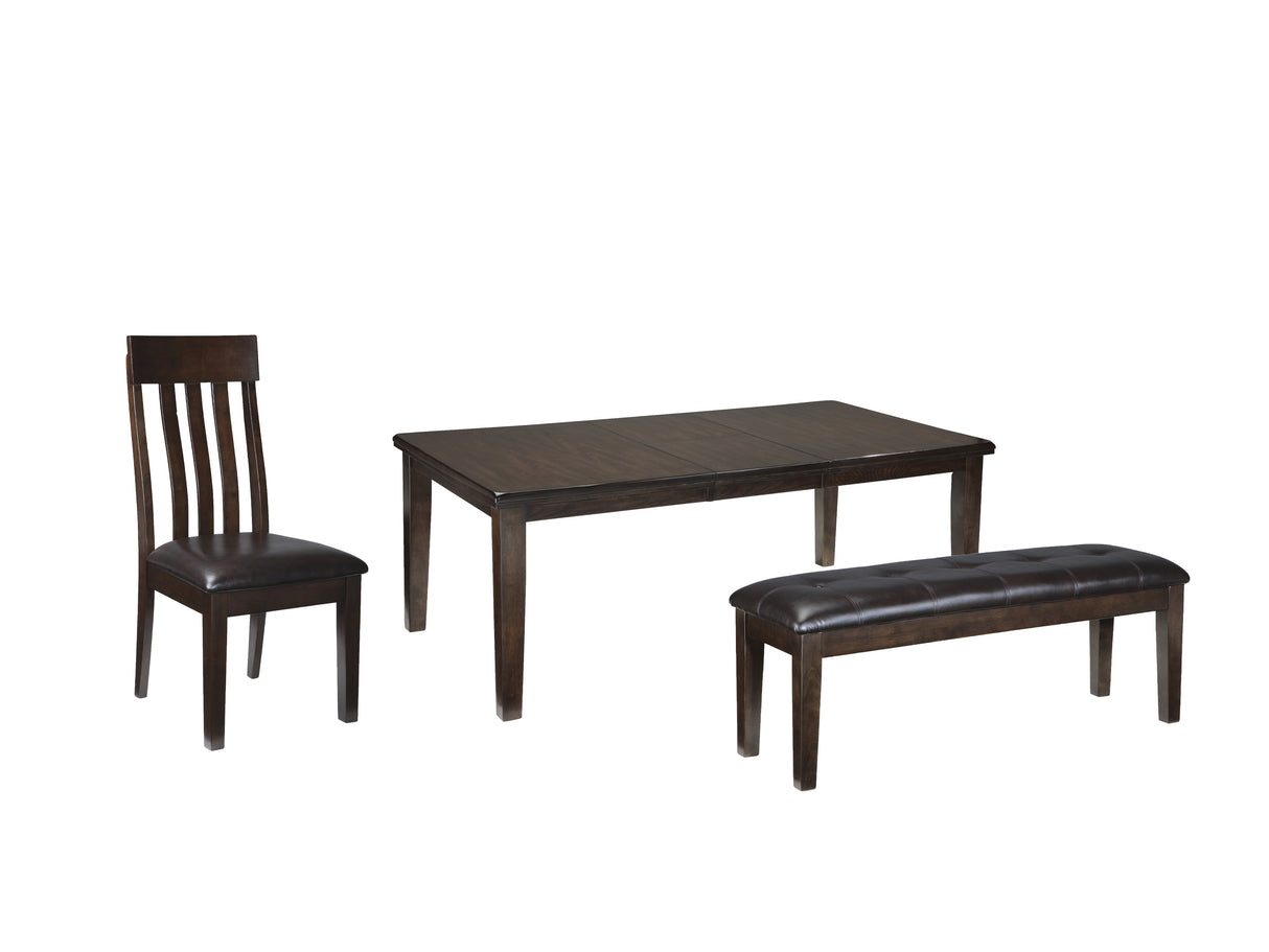 Haddigan Dining Table and 4 Chairs and Bench in Dark Brown from Ashley - Luna Furniture