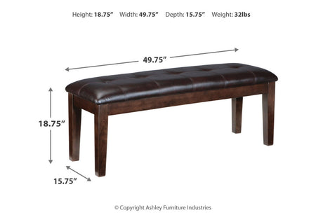 Haddigan Dark Brown Dining Table with 4 Chairs and Bench from Ashley Furniture - Luna Furniture