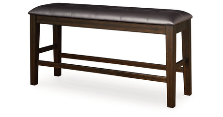 Haddigan Dark Brown Counter Height Dining Bench from Ashley - Luna Furniture