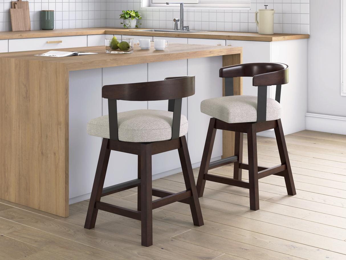 Haddigan Dark Brown Counter Height Barstool, Set of 2 from Ashley Furniture - Luna Furniture