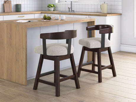 Haddigan Dark Brown Counter Height Barstool, Set of 2 from Ashley Furniture - Luna Furniture