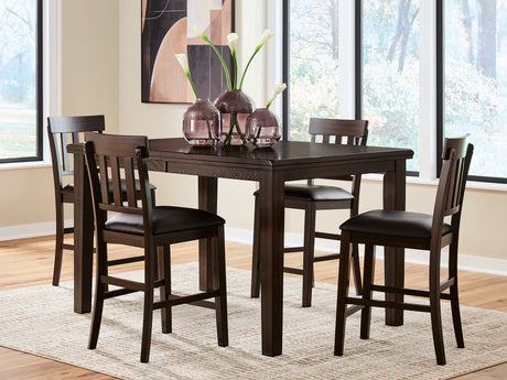 Haddigan Dark Brown Counter Height Dining Table and 8 Barstools from Ashley Furniture - Luna Furniture