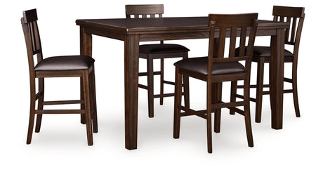 Haddigan Dark Brown Counter Height Dining Table and 4 Barstools from Ashley Furniture - Luna Furniture