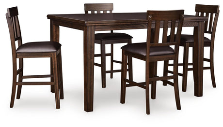 Haddigan Dark Brown Counter Height Dining Table and 4 Barstools from Ashley Furniture - Luna Furniture