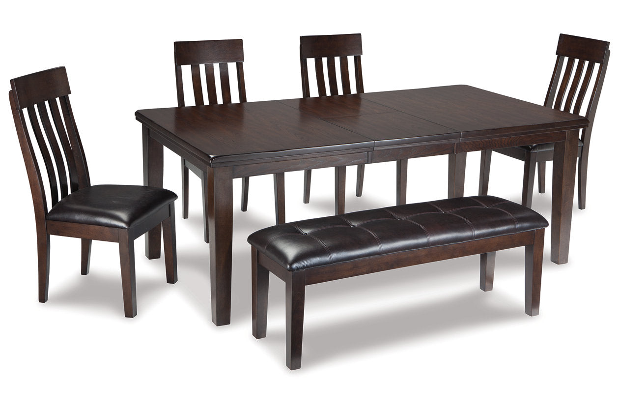 Haddigan Dark Brown Dining Table with 4 Chairs and Bench from Ashley Furniture - Luna Furniture