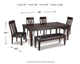 Haddigan Dining Table and 4 Chairs and Bench in Dark Brown from Ashley - Luna Furniture