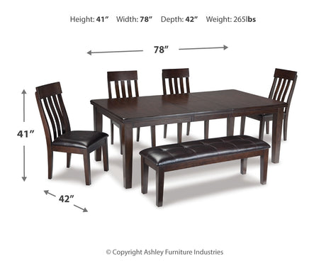 Haddigan Dining Table and 4 Chairs and Bench in Dark Brown from Ashley Furniture - Luna Furniture
