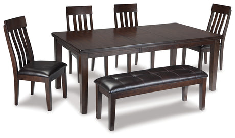 Haddigan Dining Table and 4 Chairs and Bench in Dark Brown from Ashley Furniture - Luna Furniture