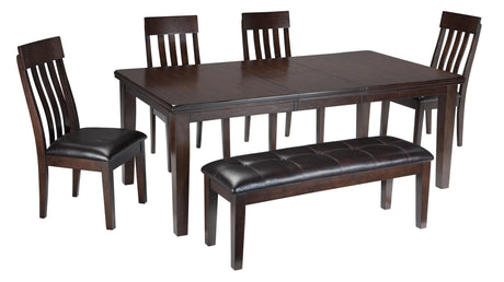 Haddigan Dining Table and 4 Chairs and Bench in Dark Brown from Ashley Furniture - Luna Furniture