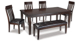 Haddigan Dining Table and 4 Chairs and Bench in Dark Brown from Ashley Furniture - Luna Furniture