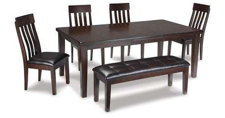 Haddigan Dining Table and 4 Chairs and Bench in Dark Brown from Ashley Furniture - Luna Furniture