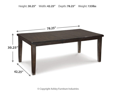 Haddigan Dark Brown Dining Extension Table from Ashley - Luna Furniture