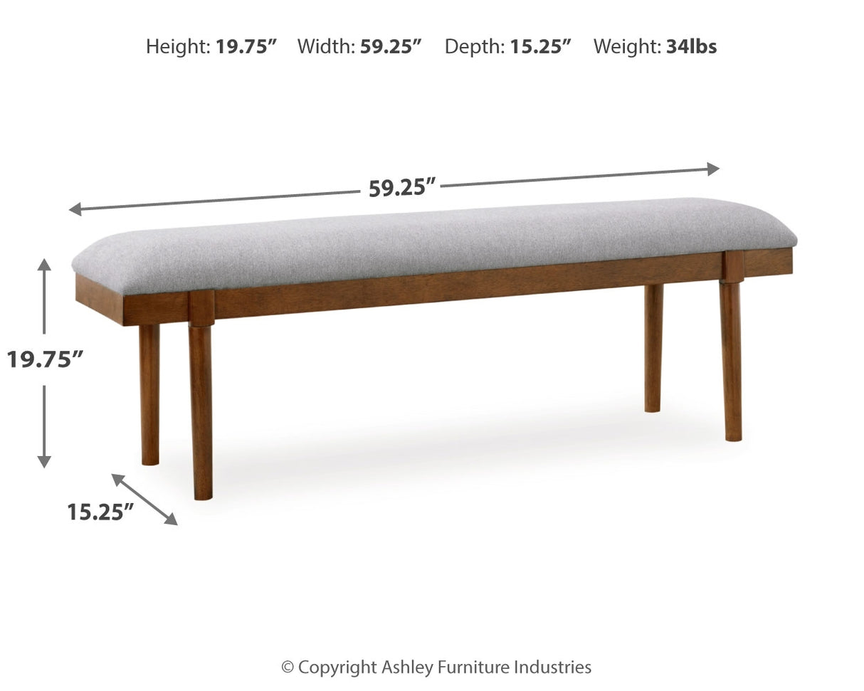 Lyncott Beige/Brown Extension Dining Table, 4 Chairs and Bench from Ashley Furniture - Luna Furniture