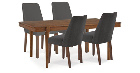 Lyncott Charcoal/Brown Extension Dining Table and 4 Chairs from Ashley Furniture - Luna Furniture