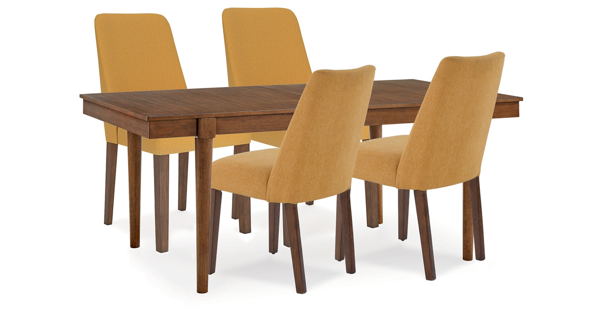 Lyncott Mustard/Brown Extension Dining Table and 4 Chairs from Ashley Furniture - Luna Furniture