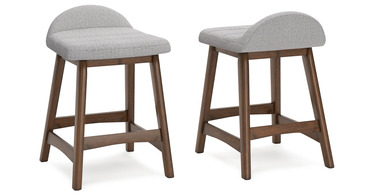 Lyncott Light Gray/Brown Counter Height Barstool, Set of 2 from Ashley - Luna Furniture