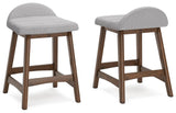 Lyncott Light Gray/Brown Counter Height Barstool, Set of 2 from Ashley - Luna Furniture