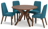 Lyncott Blue/Brown Round Dining Table and 4 Chairs from Ashley - Luna Furniture