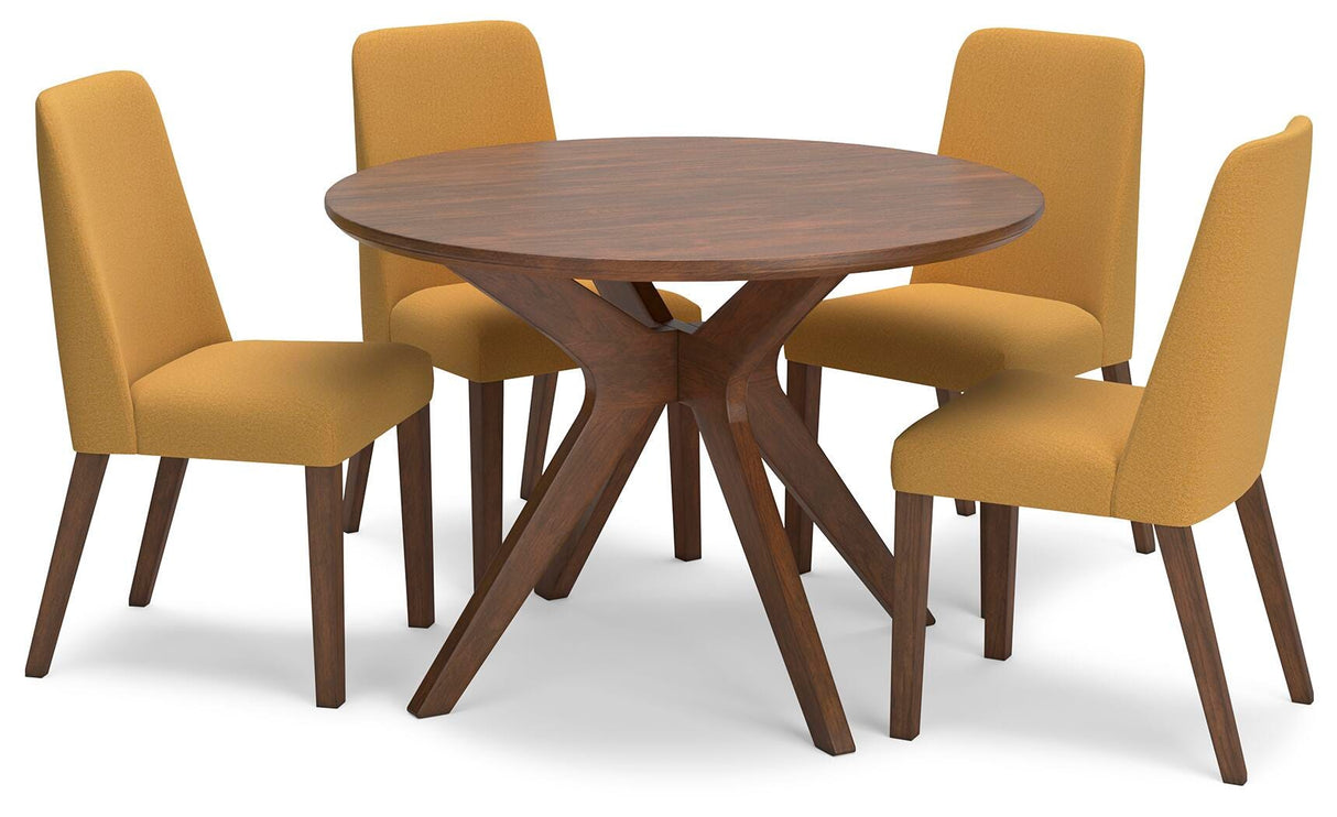 Lyncott Mustard/Brown Dining Table and 4 Chairs from Ashley - Luna Furniture