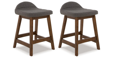 Lyncott Charcoal/Brown Counter Height Barstool, Set of 2 from Ashley - Luna Furniture